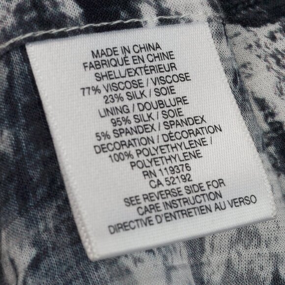 Helmut Lang White & Black Abstract Crepe Cropped Dolman-Sleeve Blouse - Picture 8 of 9